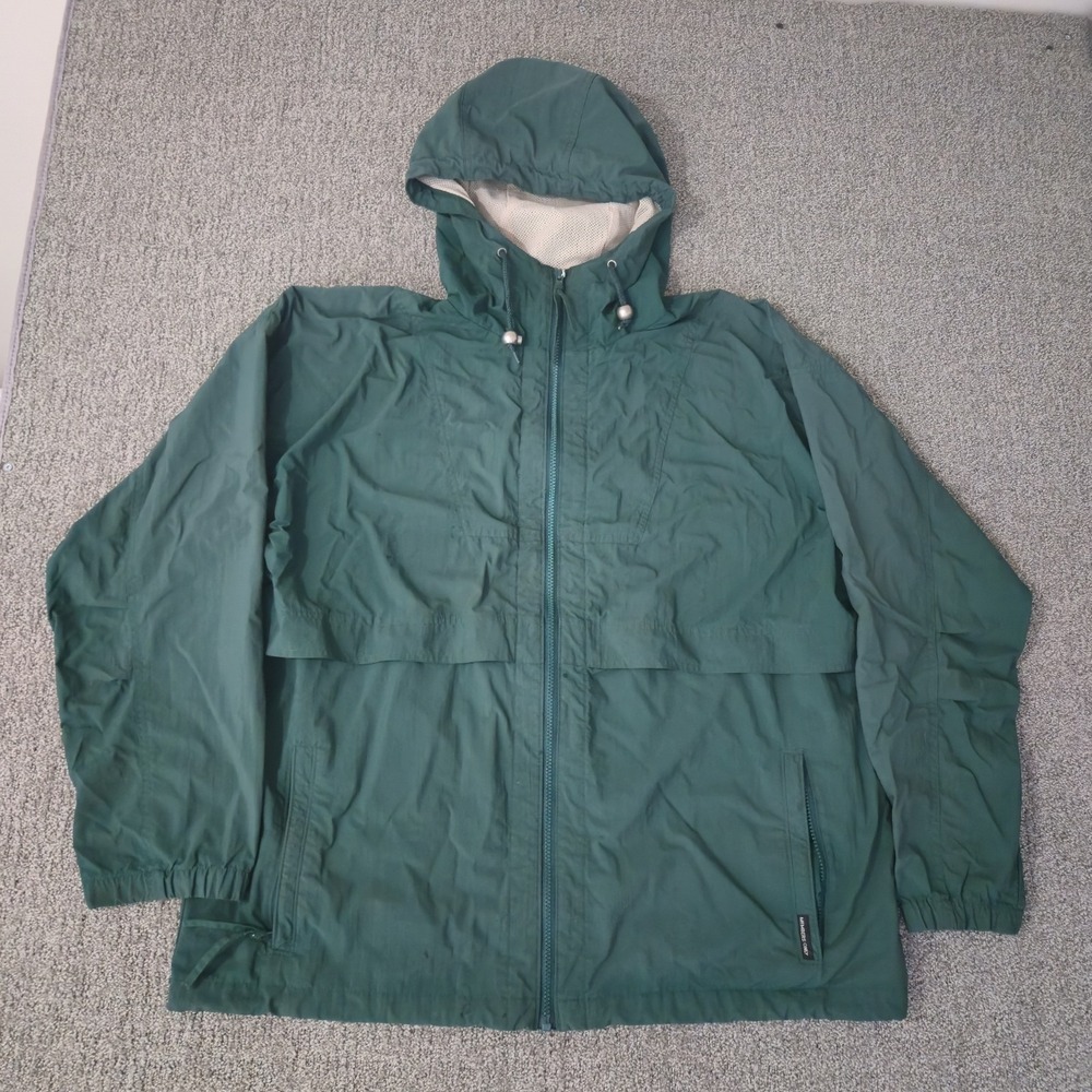 VTG Members Only Full Zip Windbreaker Jacket Sz L Forest Green Vented Drawstring
